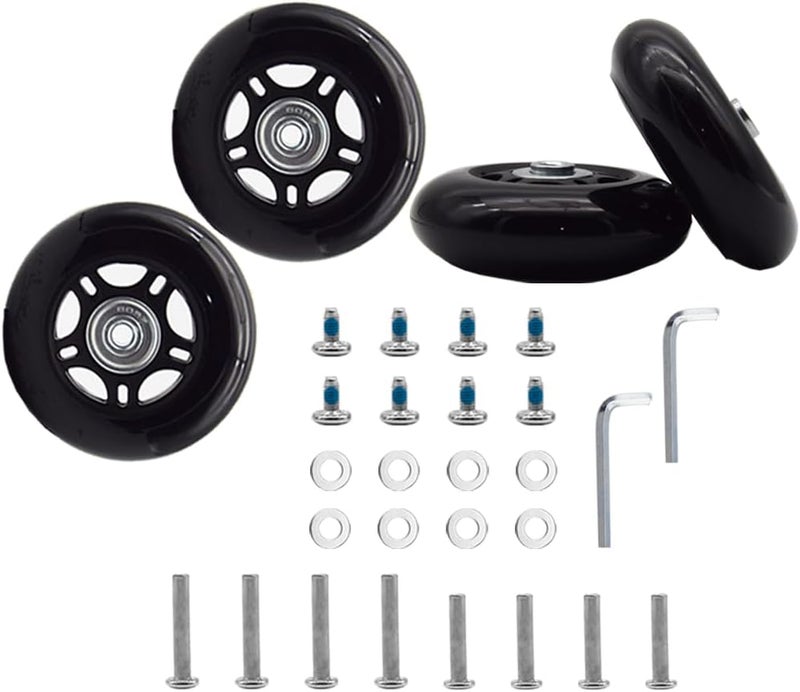 Ruidee 4 Pcs Luggage Suitcase Replacement Wheels 75x24mm Wear-Resistant Luggage Wheels Rubber Rotating Wheel Low Noise for Trolley Travel Case Carry-on Roller Bag (SXL/75x24mm) - Image 1